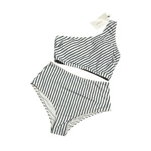 Kecole Swim Women’s Striped‎ High Waisted Bottom 2-Piece Swimsuit - Size M